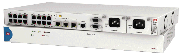 IPmux-116 TDM Pseudowire Gateway from RAD - front and rear view
