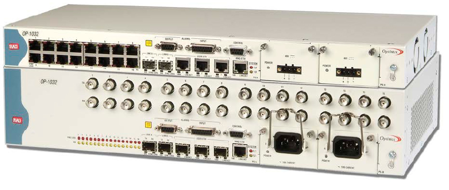 RAD Optimux-1032  ( OP-1032 ) Fiber Optic Multiplexer for 16 E1s  and Gigabit Etherne