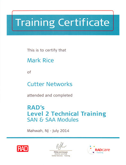Mark Rice completed RAD's Level 2 training on SAN and SAA