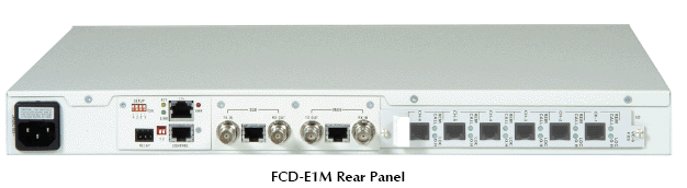 Rear view of FCD-T1M and FCD-E1M modular T1 / E1 unit from RAD